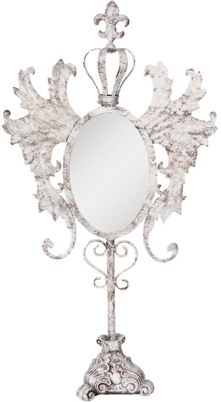 Clayre & Eef Tafelspiegel 37x14x68 cm Wit Metaal