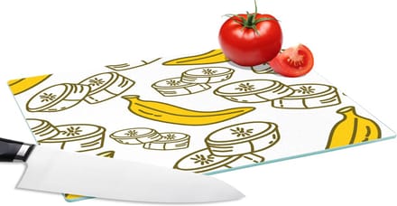 Glazen Snijplank - 28x20 - Banaan - Patronen - Fruit - Snijplanken Glas