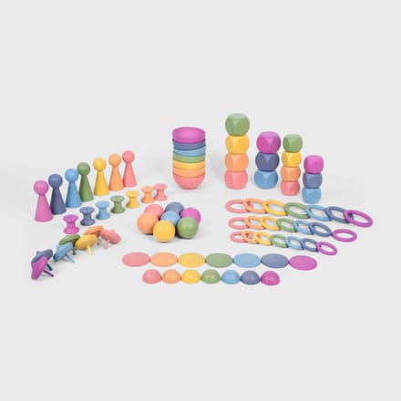 tickit® Rainbow Wooden Super Set | Mega Houten Sorteer en Speelset Groot | 84 stuks