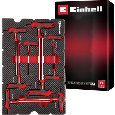 Einhell 370526 T-Griff Schraubendreher-Set 9-tlg. Einleger Pad Kofferinlegstuk 9-delig
