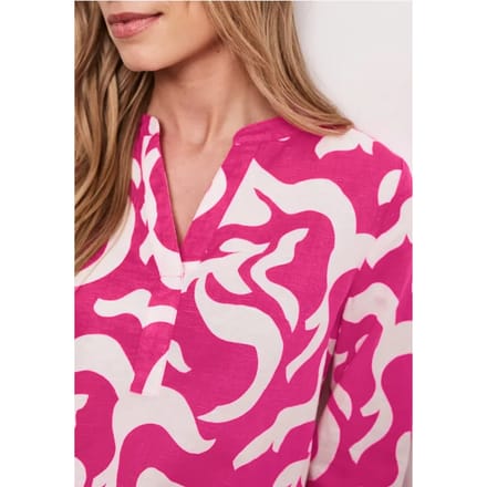 Blouse met gespleten hals van linnenmix