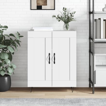 vidaXL - Dressoir - 69,5x34x90 - cm - bewerkt - hout - hoogglans - wit
