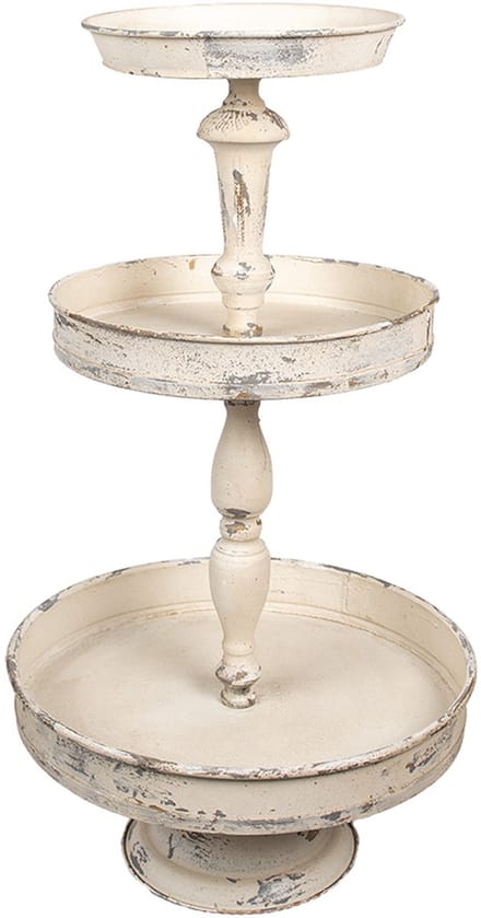 Clayre & Eef Etagère 3 laags Ø 42x75 cm Beige Metaal