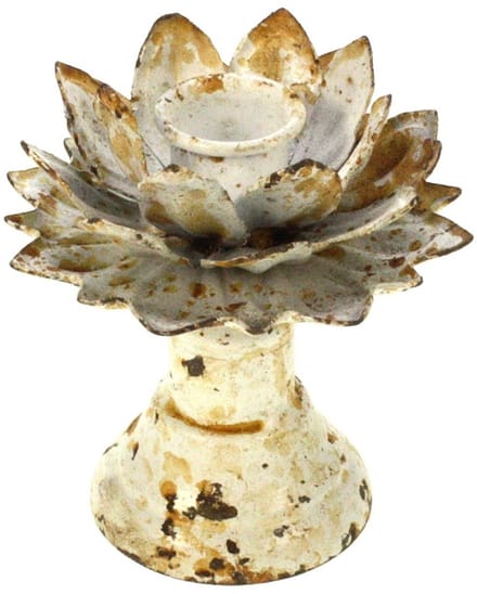 Kandelaar Artisjok creme kleur, metaal 9,5x9,5x10cm