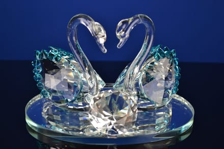 Luxe Kristallen Zwanen Set met Blauw Accent – Elegant en Romantisch Design