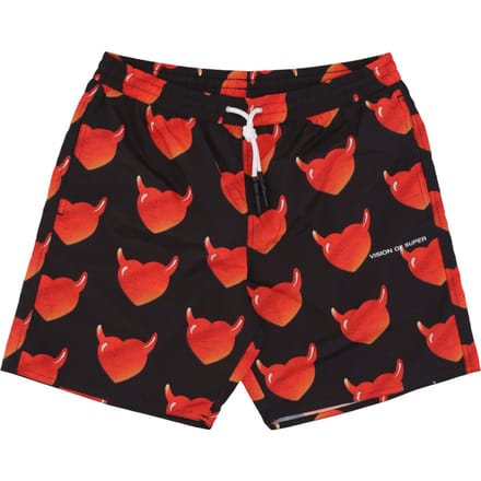 Aop Hearts Badmode Heren Zwemshort Zwart/rood