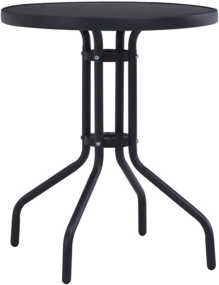 Ronde Tuintafel 60 cm Zwart Staal en Glas