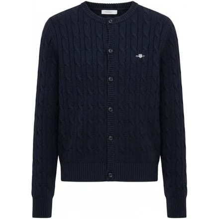 Gant Eights Gebreid Vest In Navy Elastisch Katoen