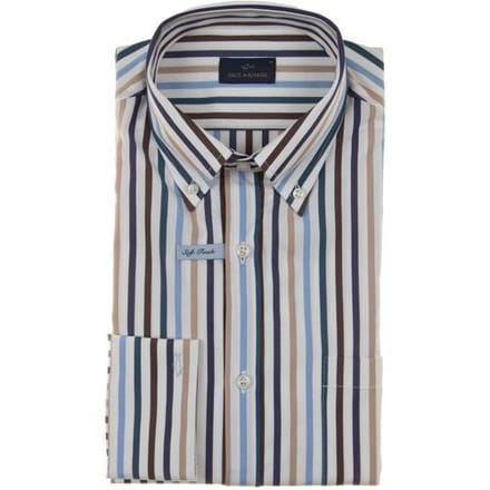 Paul & Shark Overhemd Soft Touch Cotton Poplin Stripe Shirt Wit-Blauw-Bruin / male