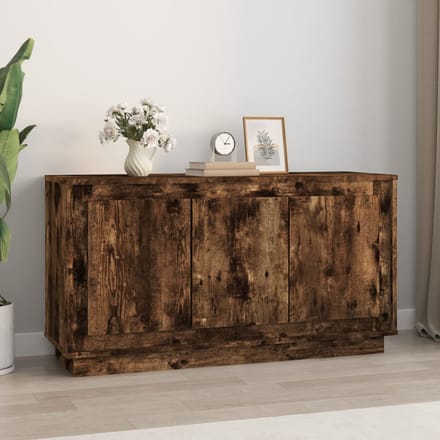 vidaXL - Dressoir - 102x35x55 - cm - bewerkt - hout - gerookt - eikenkleurig