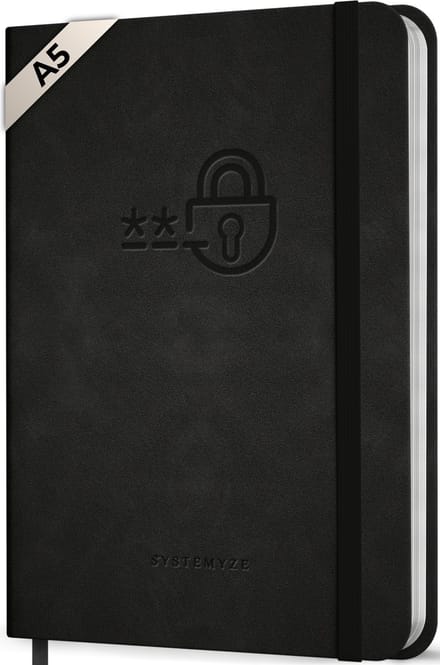 Systemyze Wachtwoordenboekje met Alfabet – Password Organizer – A5 – Zwart