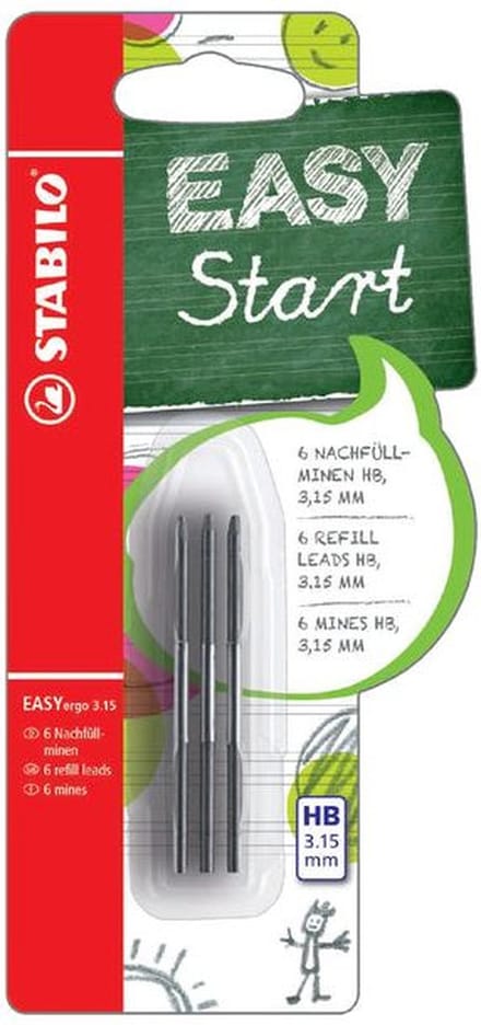 Potloodstift STABILO Easyergo refills HB 3.15mm blister à 6 stuks