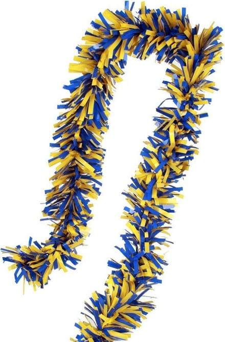 Blauw/ Geel  Brandvertragende PVC Slinger 5 meter, Carnaval, Themafeest