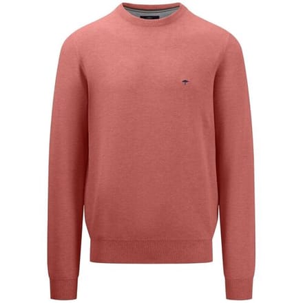 Fynch-Hatton Trui Fine Structure Cotton O-Neck Orient Red / male