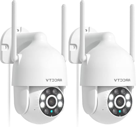 Buiten Camera - Beveiligingscamera Set - Huis Beveiligen - 360 Graden Zicht - 2 Stuks - Wit