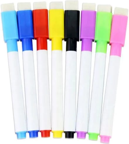 KELERINO. Magnetische whiteboard markers met wisser - 8 kleuren