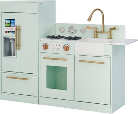 Teamson Kids Groot Modern Houten Speelkeuken - Rollenspel Speelgoed - Mintgroen/Goud