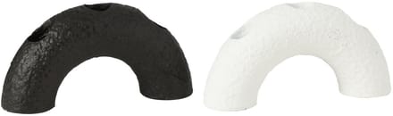 J-Line kandelaar Boog - cement - zwart/wit - 2 stuks