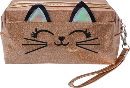Juleeze Toilettas Dames Kat 18x10 cm Goudkleurig Polyurethaan