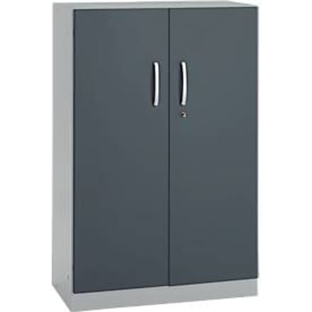 Kantoorkast, 3OH, afsluitbaar, met opliggende deuren, B 800 mm, basaltgrijs/blank aluminium
