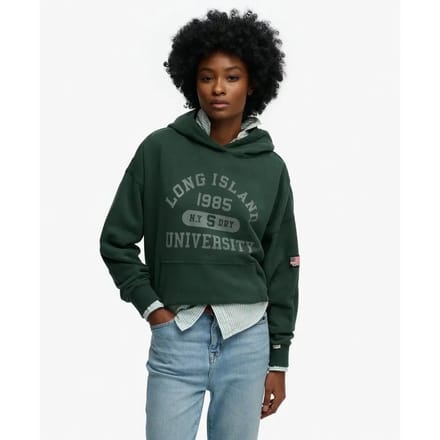 Superdry Athletic Essentials Relaxed Hoodie Green Grootte: 38