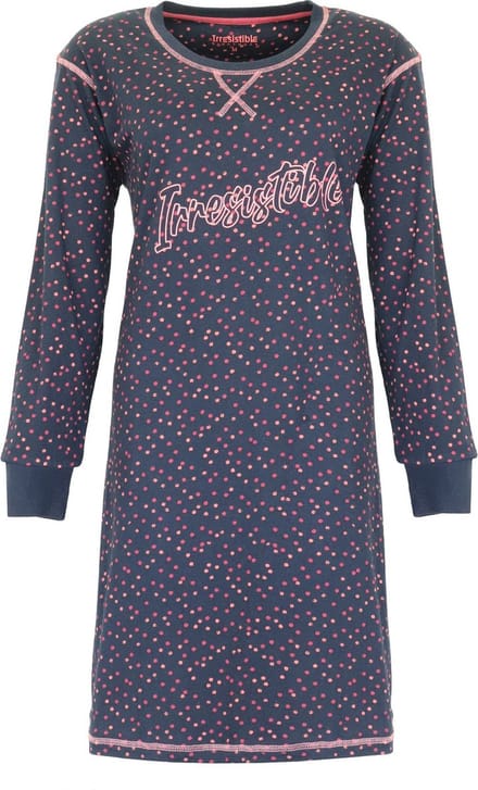 Irresistible Dames Nachthemd - 100% Katoen - Donker Blauw - Maat S