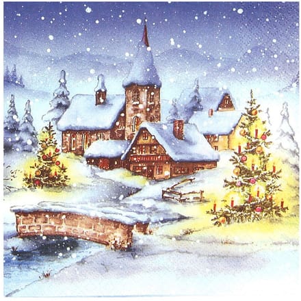 Servet "Kerstmis in de sneeuw" - 20 stuks
