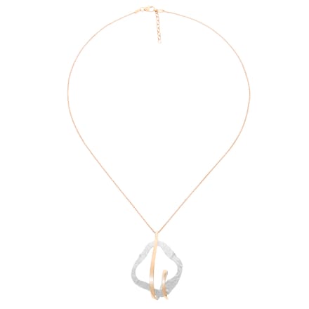 Orphelia ZH-7207 - CHAIN WITH PENDANT SILVER & ROSEGOLD PLATED SATIN - 925 silver - 45 cm