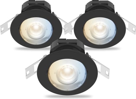 Calex Slimme Inbouwspot - Set van 3 stuks - Smart LED Downlight Dimbaar - Kantelbaar - Warm Wit Licht - Zwart