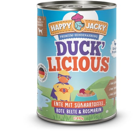 HAPPY JACKY Mono 6x410gD - Eend met zoete aardappel, rode biet & rozemarijn