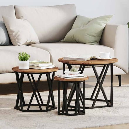 vidaXL - Nestende - Side - Table - 3 - st - Oud - Hout - 53 - x - 53 - x - 40 - cm