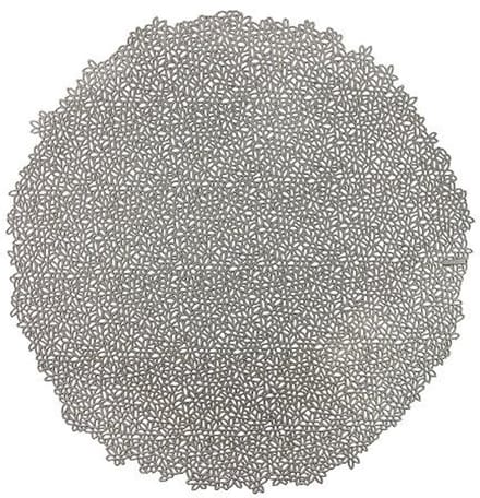 Placemat FLOWER, SET/6, dia 38cm, grijs
