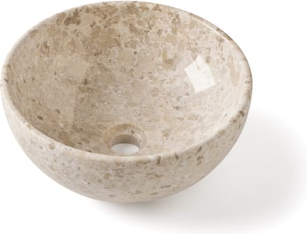Natuursteen waskom rond beige 35×35×15 cm – Lunare opbouw