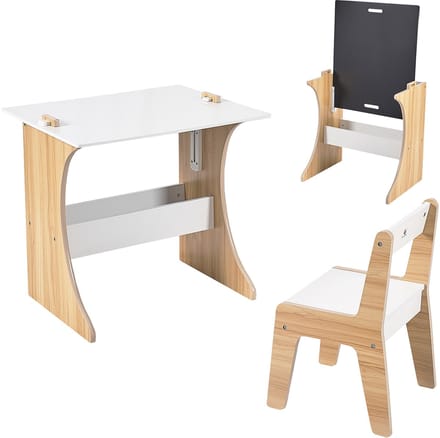 Kinderzitgroep - 2-delig - wit - naturel - hout - met tafel en stoel