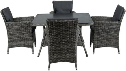 5-delige tuinset | 4 Verone tuinstoelen Ash Grey | Tuintafel Dublin 115x115cm Ash Grey