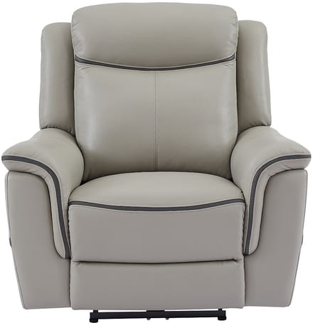 Vente-unique Elektrische fauteuil van lichtgrijs leer ADELIO