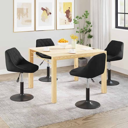 vidaXL - Eetkamerstoelen - draaibaar - 4 - st - fluweel - zwart