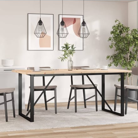 vidaXL - Eettafel - O-frame - 180x90x75,5 - cm - massief - grenenhout - en - staal