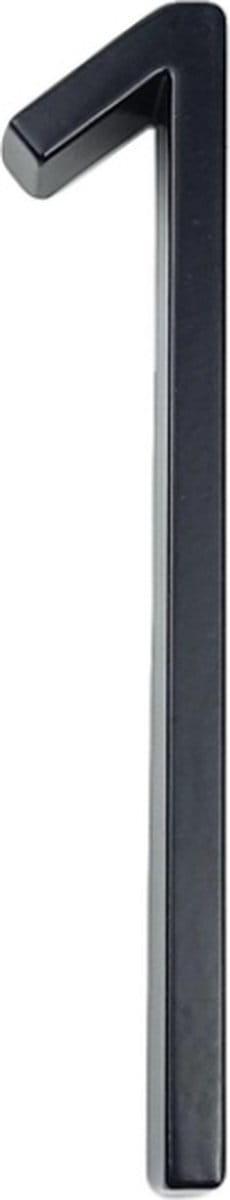 Huisnummer 1 - Zwevend Huisnummer - Zwart - nr. 1 - modern - 125mm