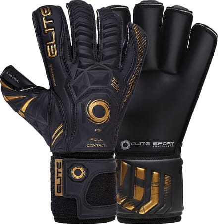 Elite Sport Black Real Keepershandschoenen - Zwart / Goud | Maat: 7