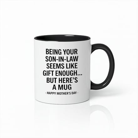 Moederdag Cadeau Mok - Grappige Tekst Schoonzoon - Zwart/Wit Koffiemok - 330ml
