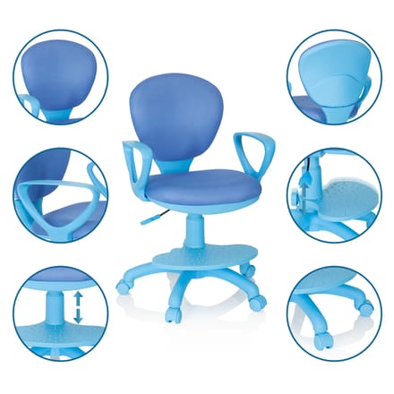 hjh OFFICE KID Colour - Kinder bureaustoel - Blauw - Stof