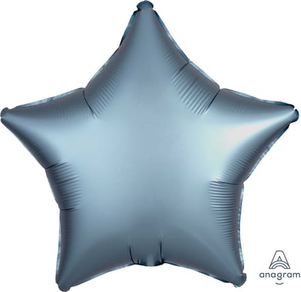 Amscan - Folieballon Satin Luxe Steel Blue Ster, 43 cm