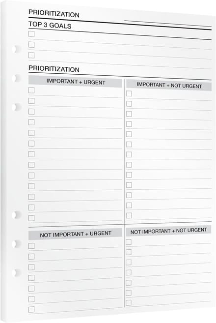 SnelShoppen - A5 Planner Inserts | KOMPASS Prioritering To Do List | 15 Navulvellen met Eisenhower Matrix | Taakprioritering voor Meer Focus en Produc
