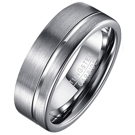 Wolfraam heren ring Single Groove 8mm-20mm