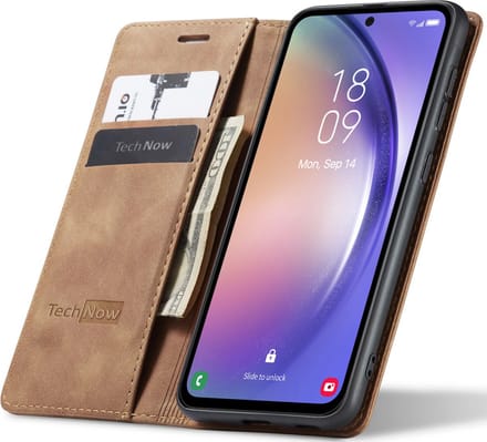 Hoesje geschikt voor Samsung Galaxy A55 - Book Case Leer Slimline Bruin