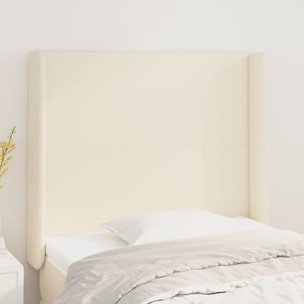 vidaXL - Hoofdbord - met - randen - 103x16x118/128 - cm - kunstleer - crèmekleurig
