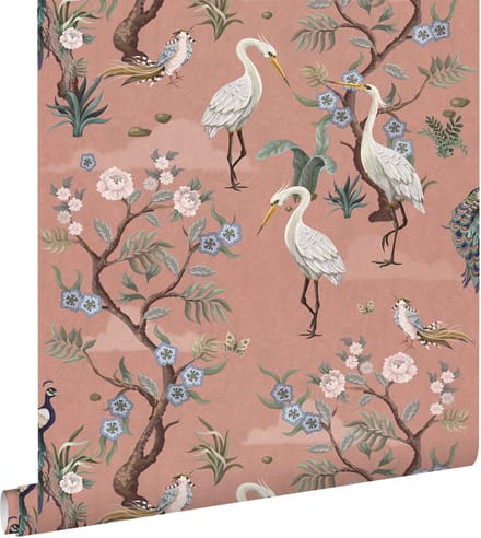 ESTAhome behang kraanvogels oudroze - 50 x 900 cm - 139708