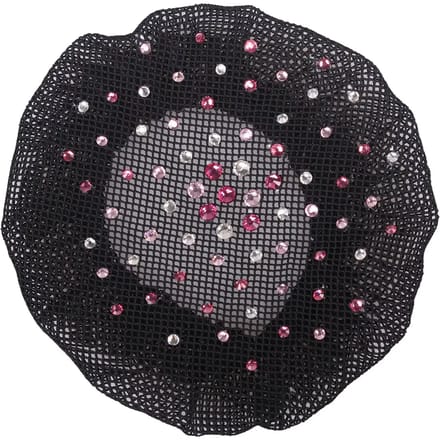 QHP haarnet / knotnet Rhinestone Zwart - Roze