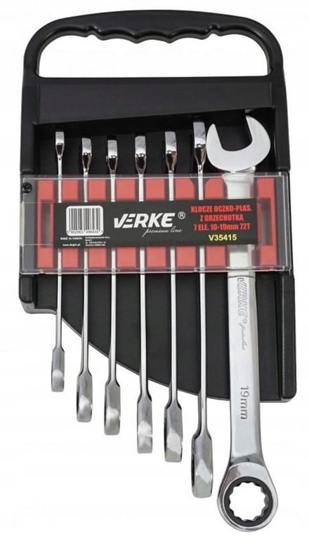 Verke Ring sleutelset met Ratel 10-19mm - 7 Delig